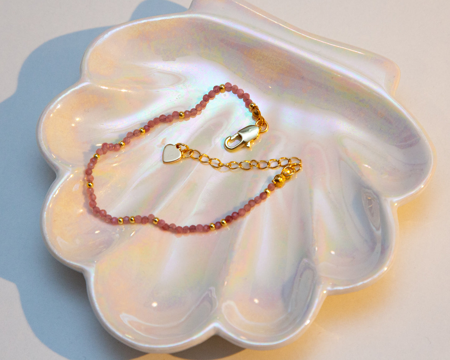 Rosa glass armbånd